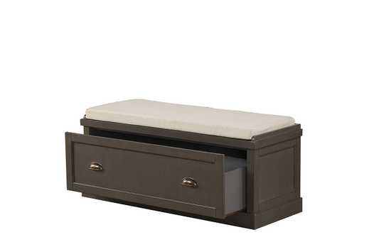 Aislins Fabric & Gray Bench w/Storage ACME East