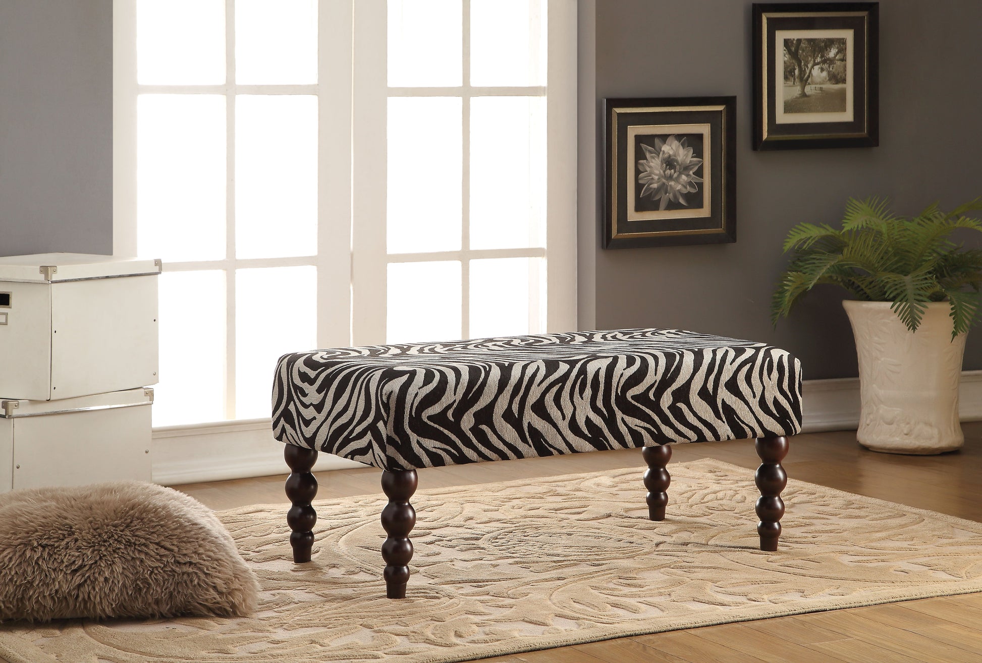 Alysha Zebra Fabric Bench ACME East