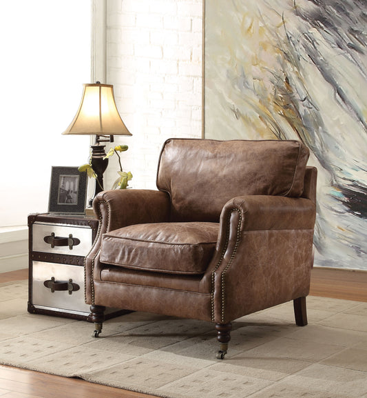 Dundee Retro Brown Top Grain Leather Accent Chair ACME East