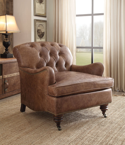 Durham Retro Brown Top Grain Leather Accent Chair ACME East