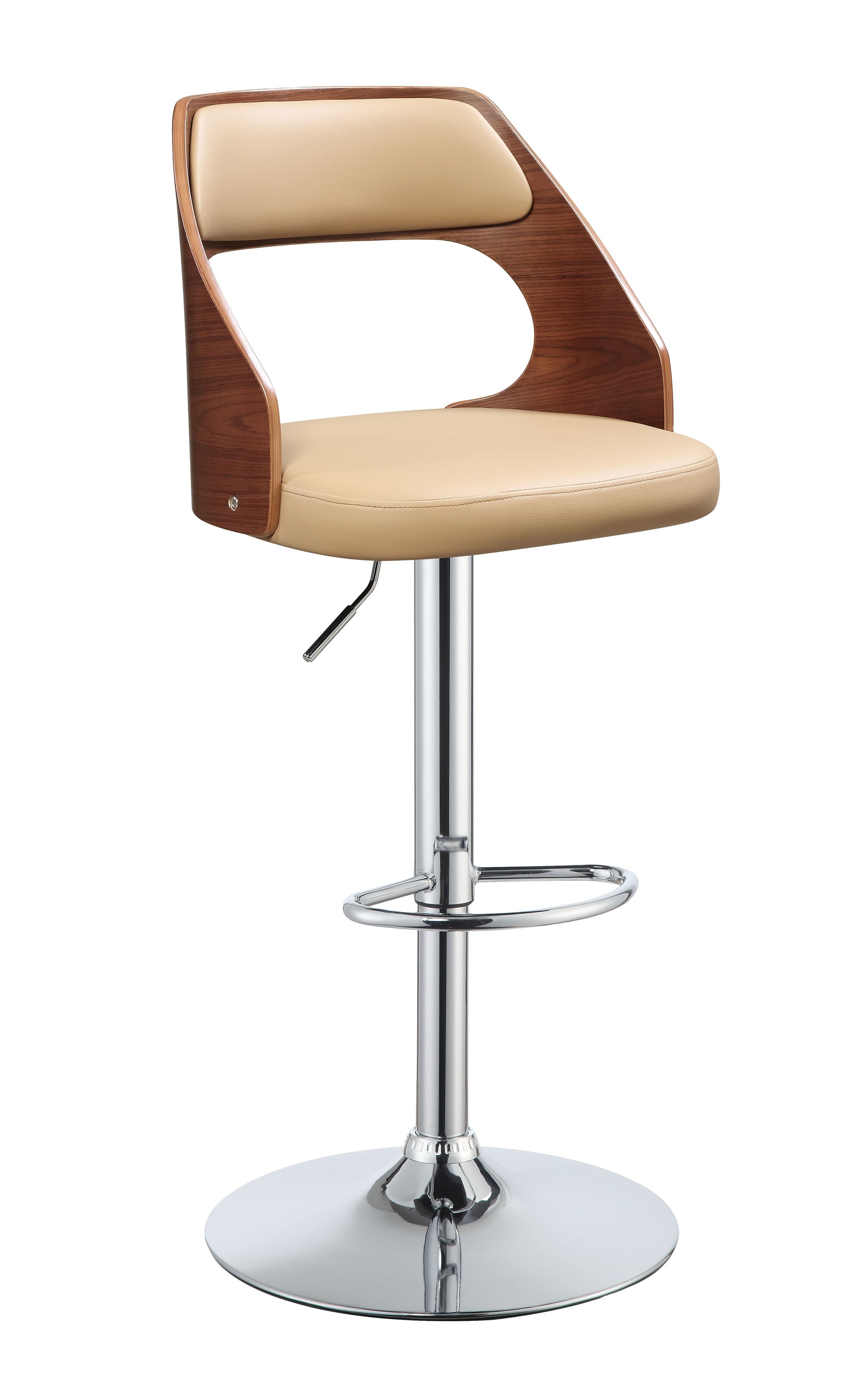 Camila Beige PU & Walnut Adjustable Stool (1Pc) ACME East