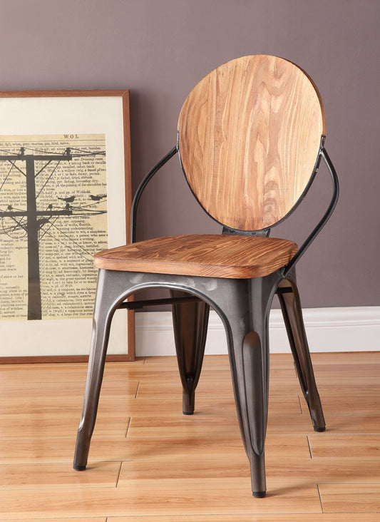 Jakia III Natural & Gunmetal Side Chair ACME East