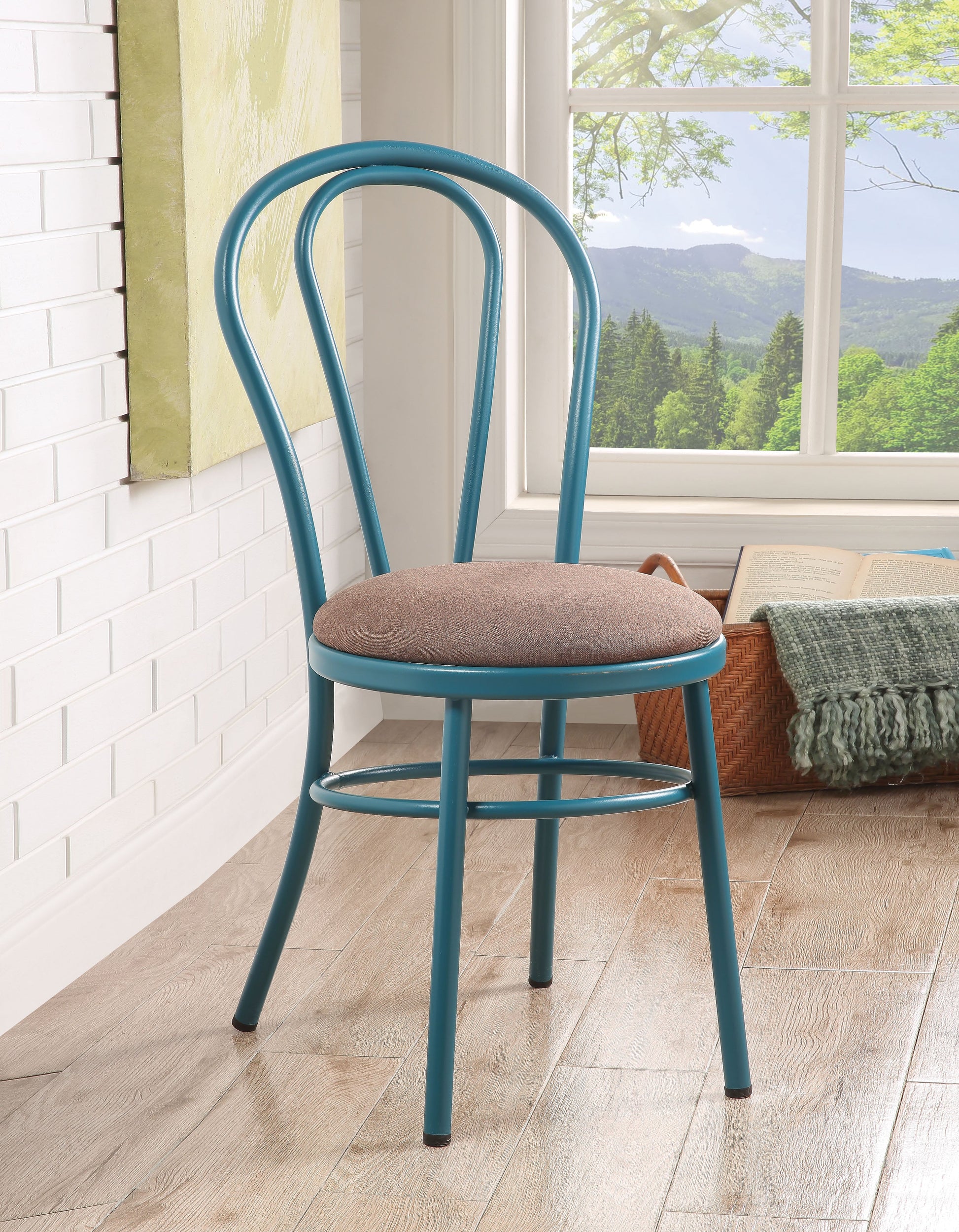 Jakia Fabric & Teal Side Chair ACME East