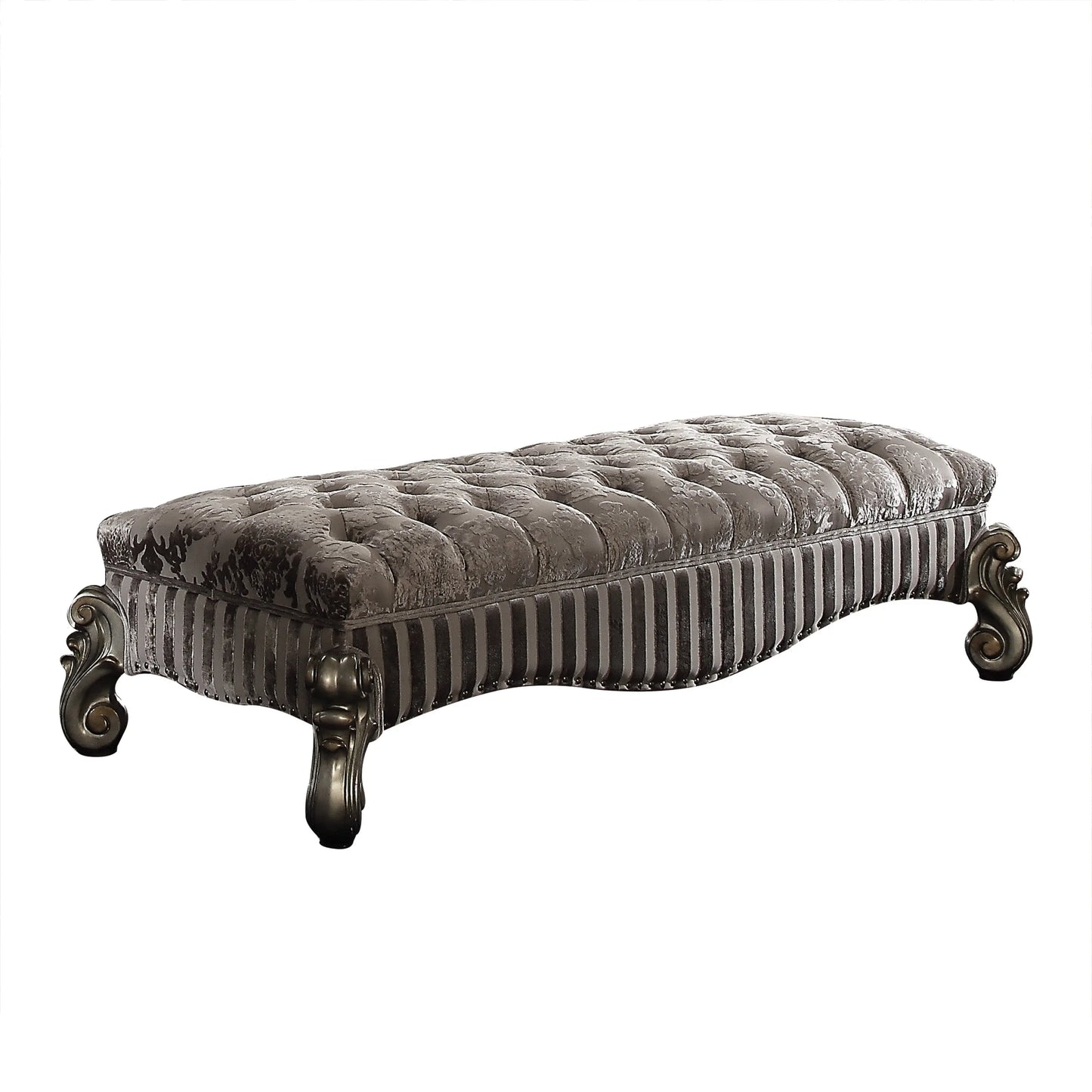 Versailles Fabric & Antique Platinum Bench ACME East