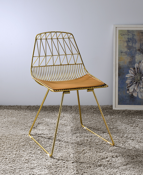 Faina Whiskey PU & Gold Side Chair ACME East