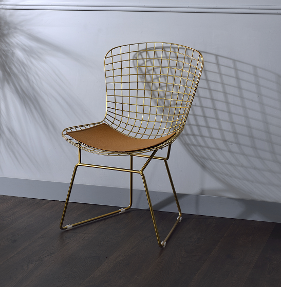 Achellia Whiskey PU & Gold Side Chair ACME East