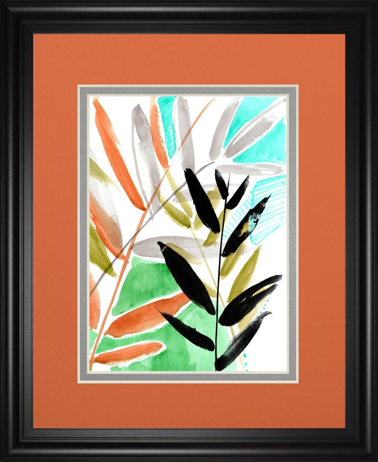 34x40 Vivid Fronds I By Jennifer Goldberger - Orange Classy Art