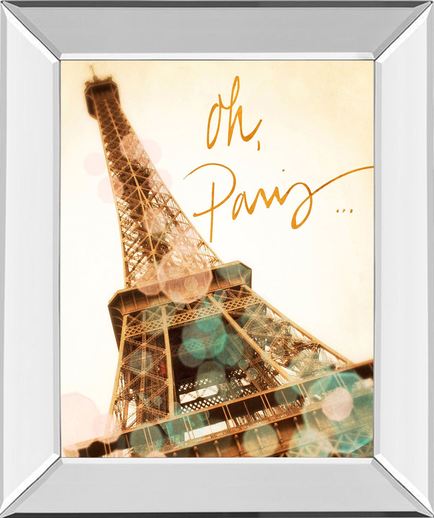 Oh Paris By Emily Navas - Mirror Framed Print Wall Art - Beige Classy Art