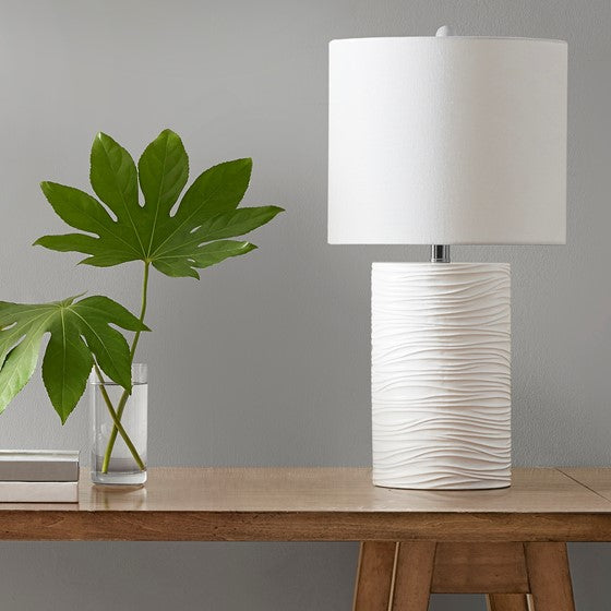 Textured Resin Table Lamp White Olliix.com