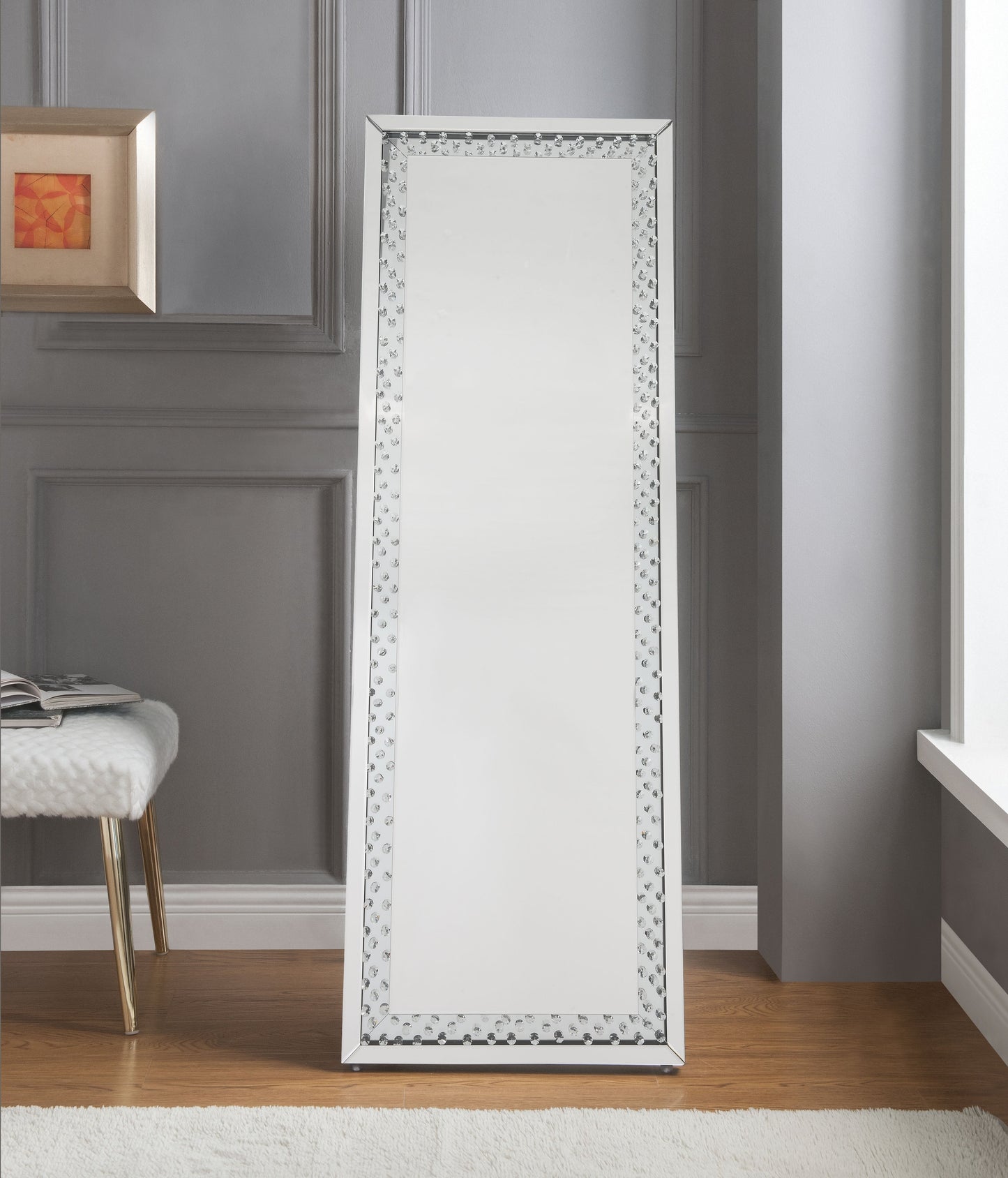 Nysa Mirrored & Faux Crystals Accent Mirror (Floor) ACME East