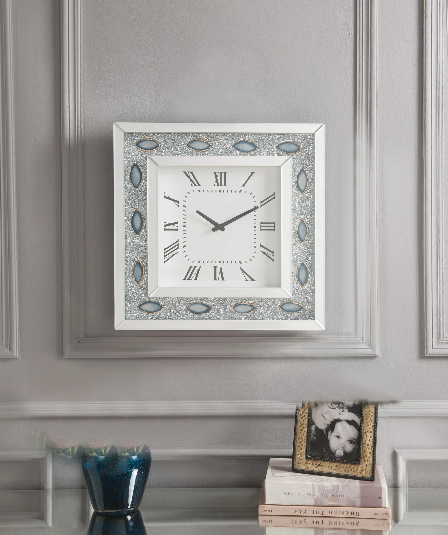 Sonia Mirrored & Faux Agate Wall Clock ACME East