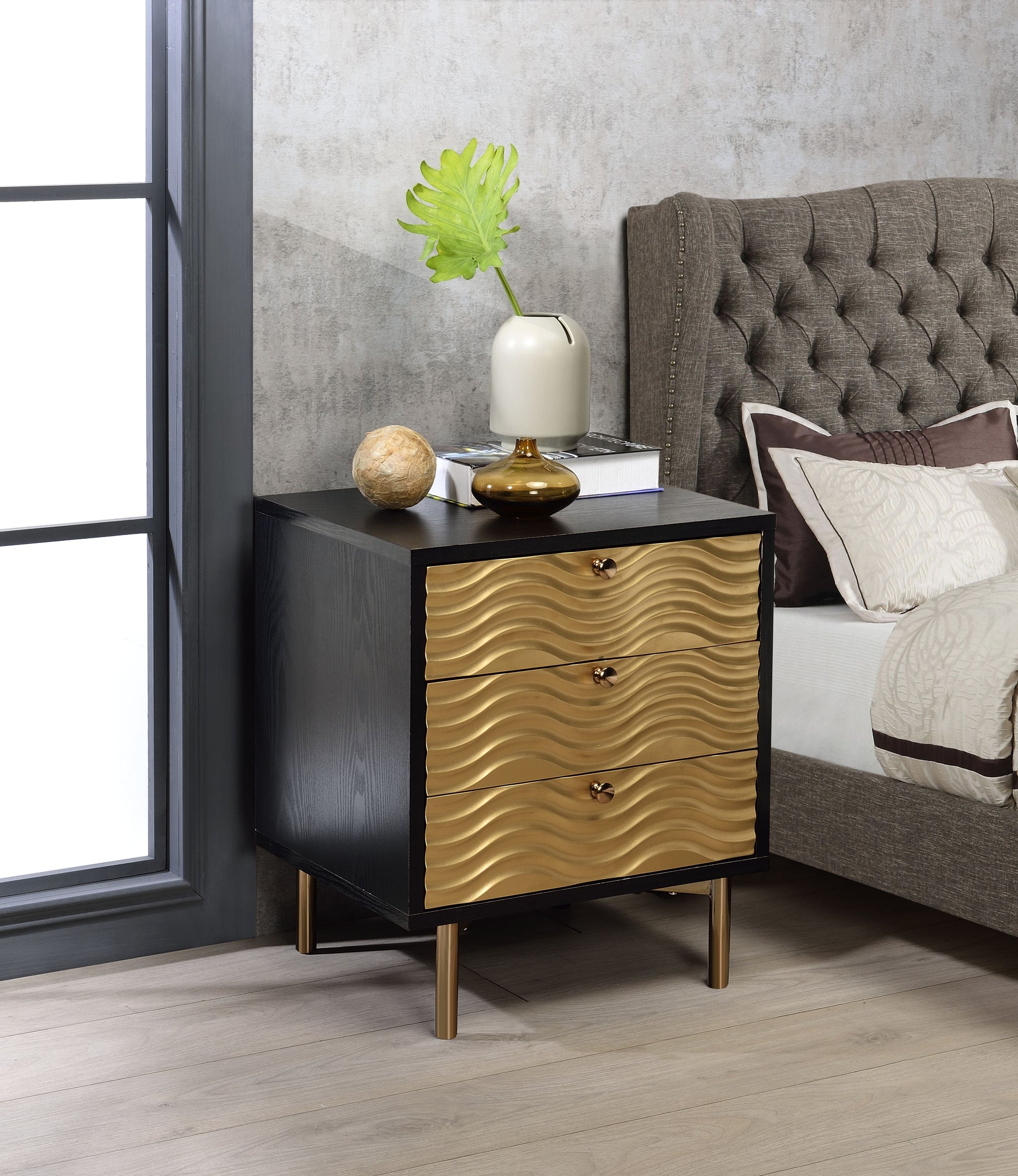 Alston Black & Champagne Accent Table ACME East