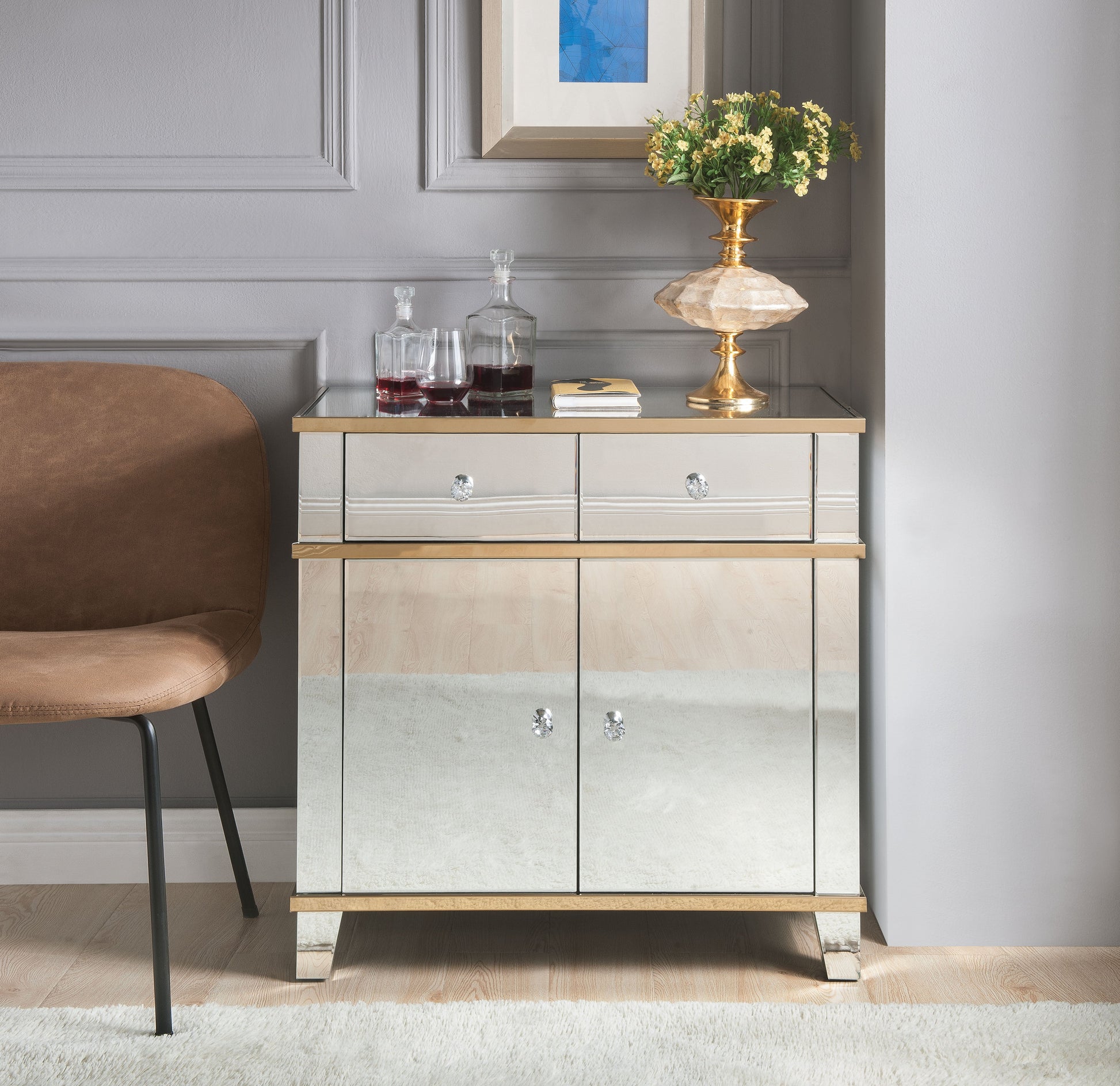 Osma Mirrored & Gold Console Table ACME East