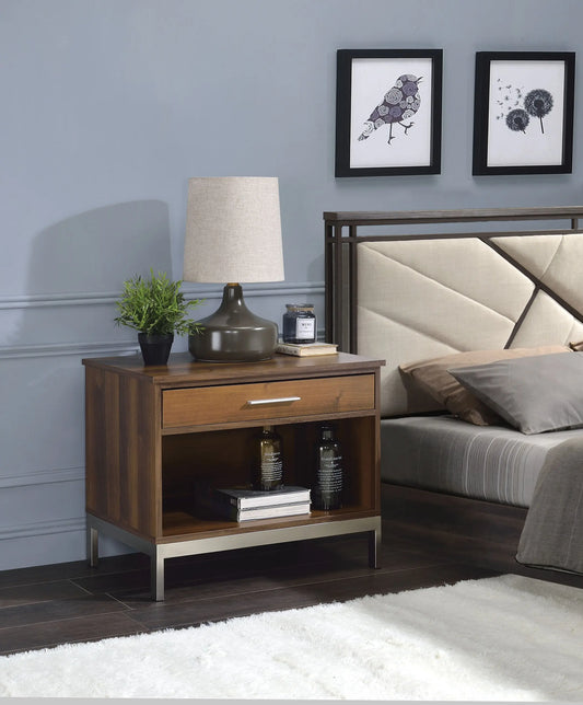 Sterret Walnut & Satin Plated Accent Table ACME East