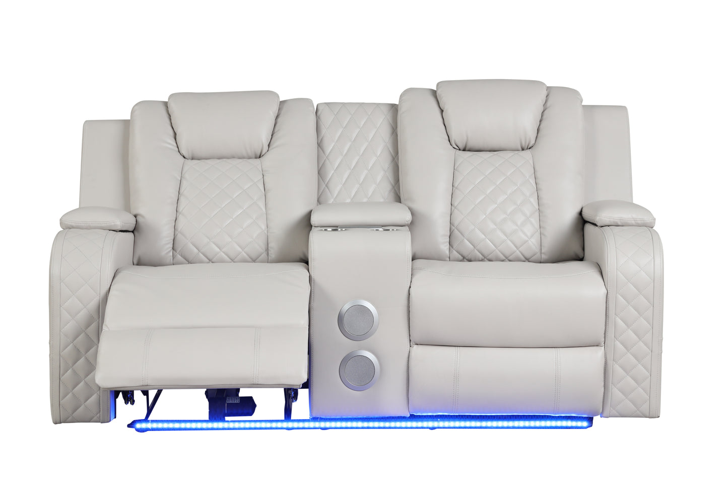 Benz LED & Power Recliner 3 PC Made With Faux Leather in Ice (FREE SHIPPING) House to Home Furnishings LLC