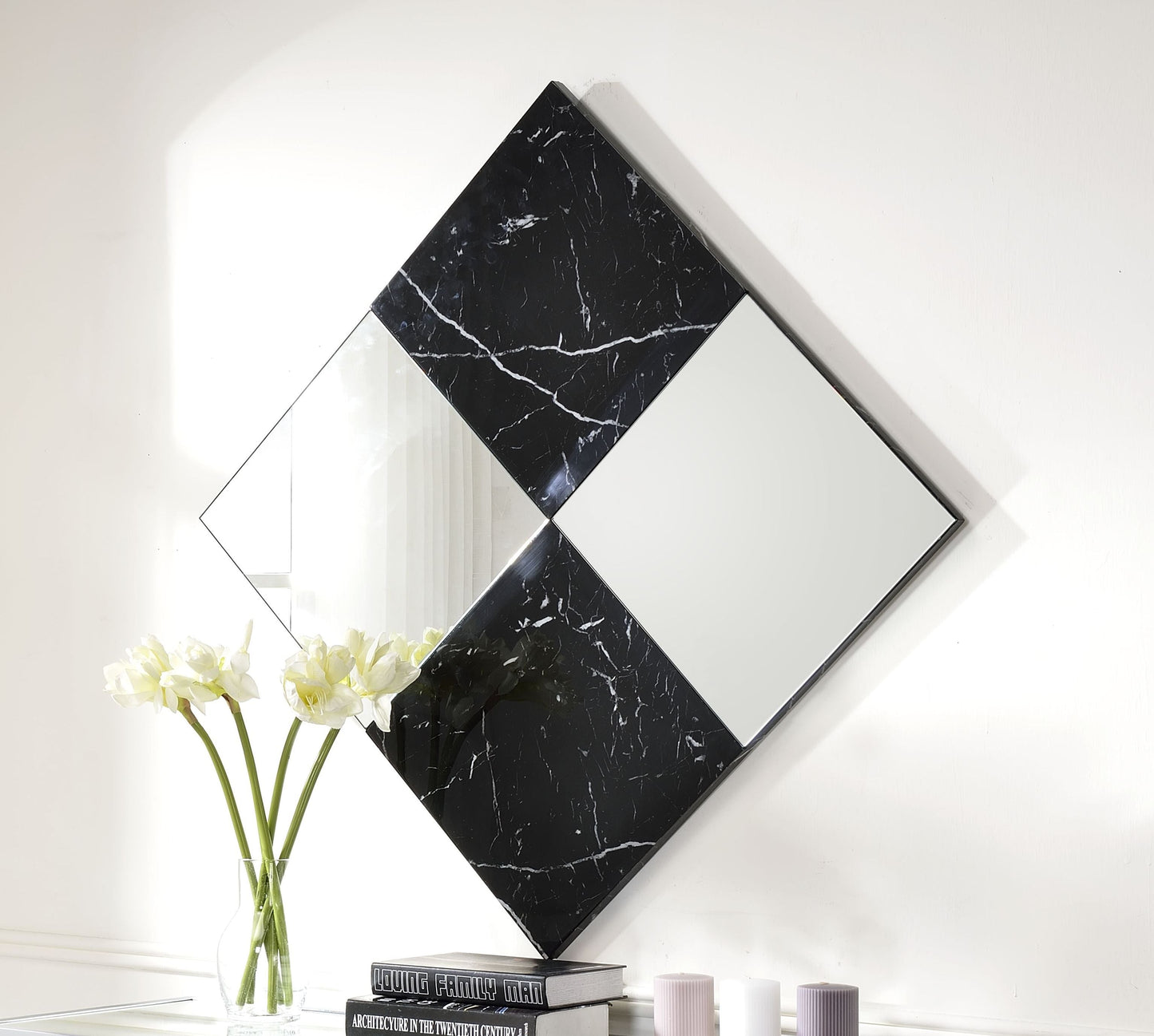 Angwin Mirrored & Faux Marble Accent Mirror (Wall) ACME East