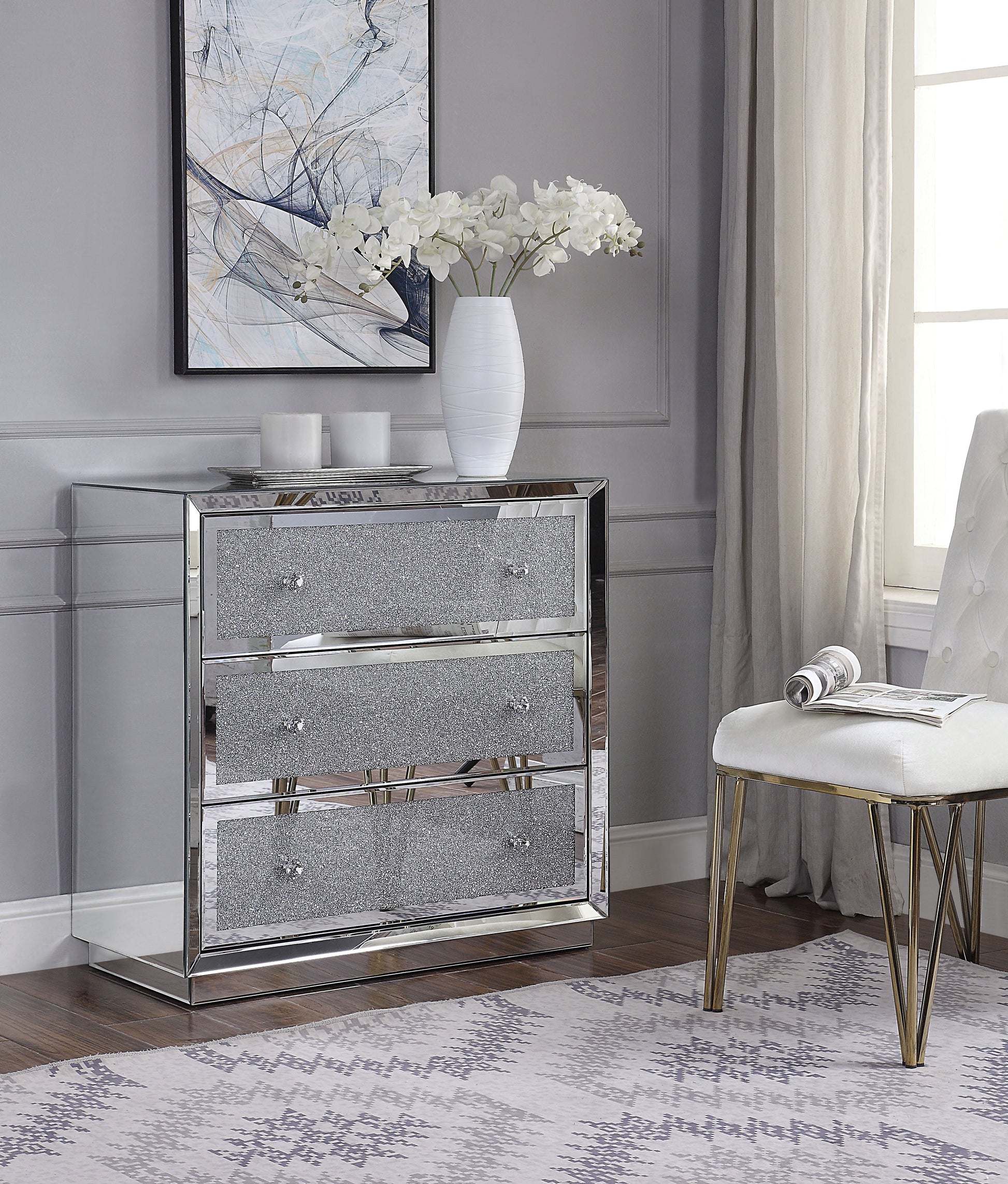 Rekha Mirrored & Faux Crystals Console Table ACME East