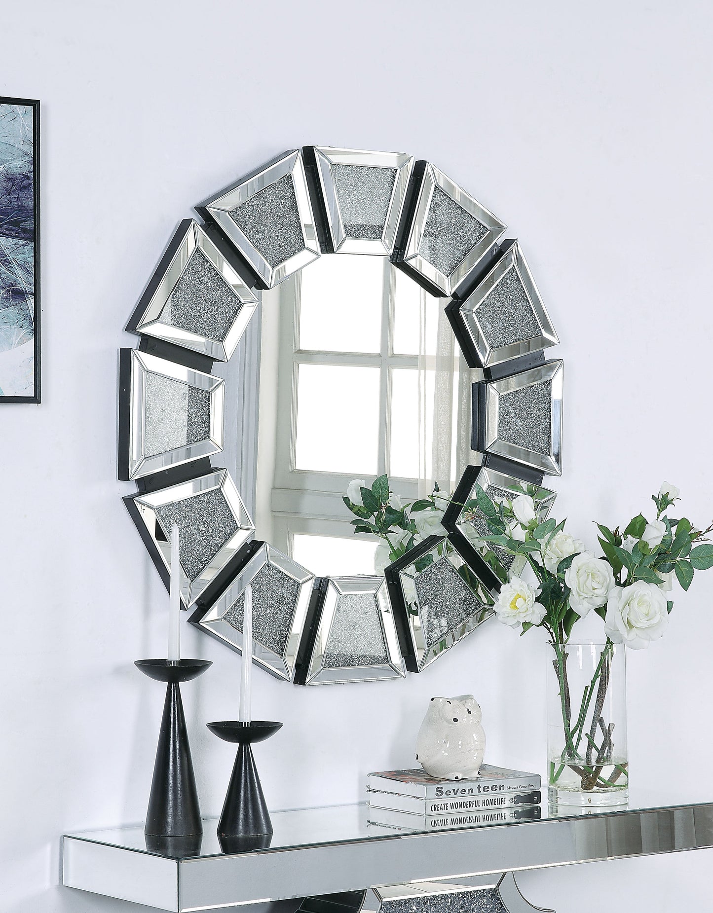 Nowles Mirrored & Faux Stones Wall Decor ACME East