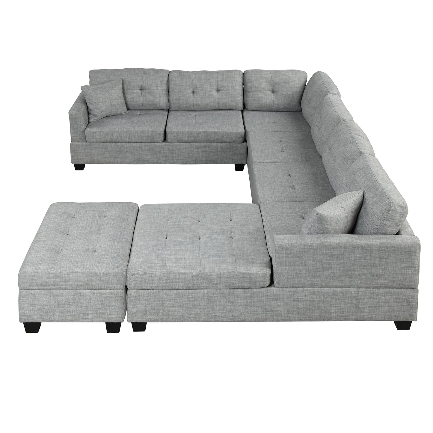 121.3" Oversized Sectional Sofa with Storage Ottoman, U Shaped Sectional Couch with 2 Throw Pillows for Large Space Dorm Apartment House to Home Furnishings LLC