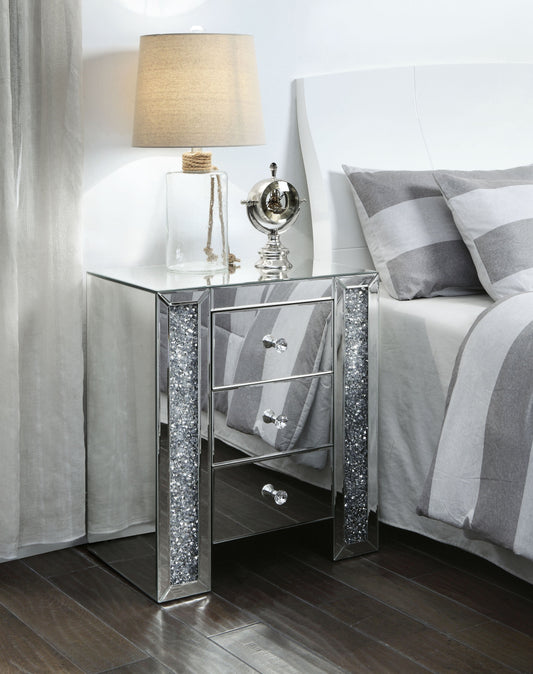 Noralie Mirrored & Faux Diamonds Accent Table ACME East