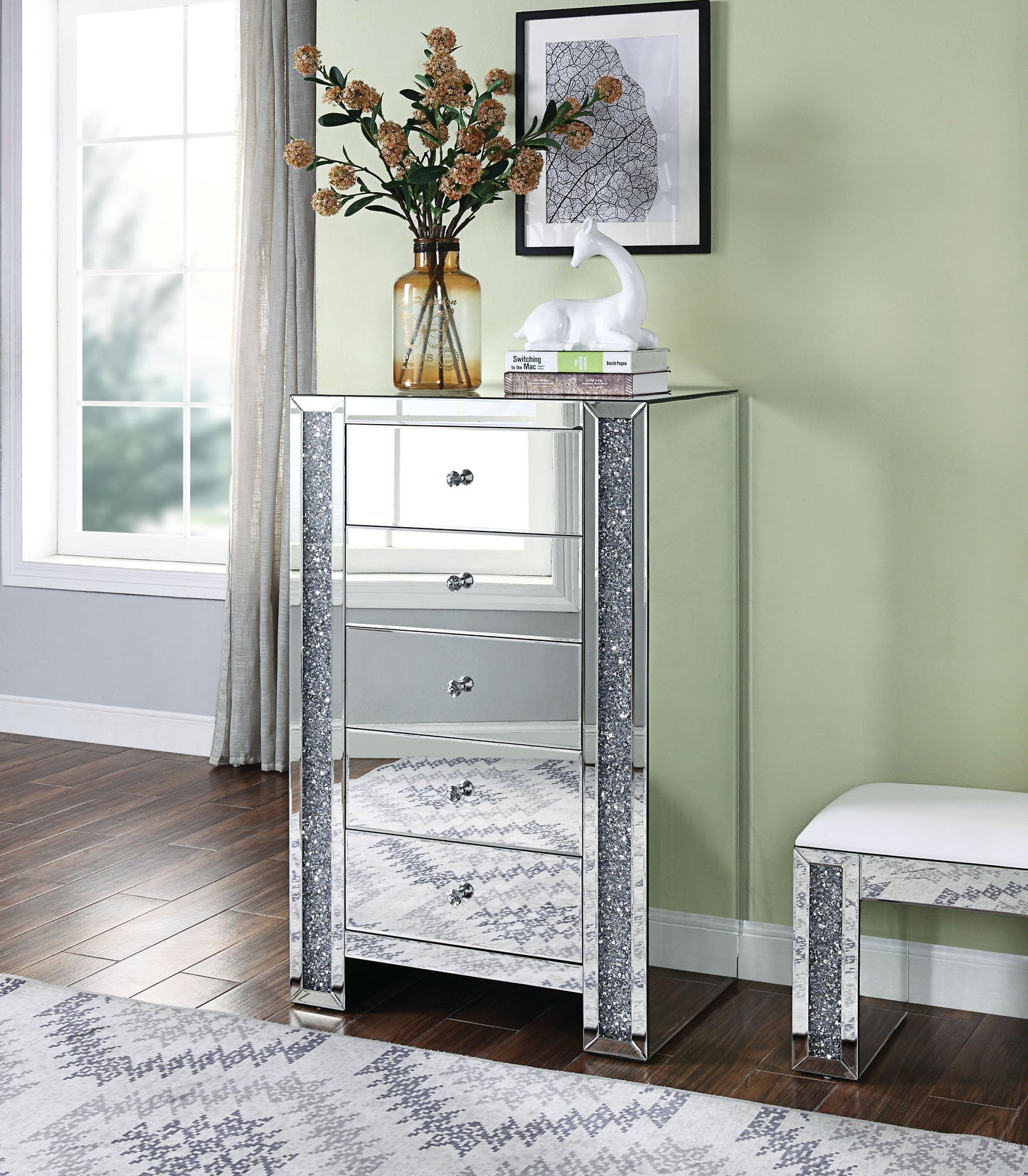 Noralie Mirrored & Faux Diamonds Chest ACME East