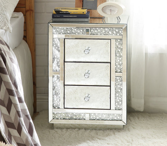 Mallika Mirrored & Faux Crystals Accent Table ACME East