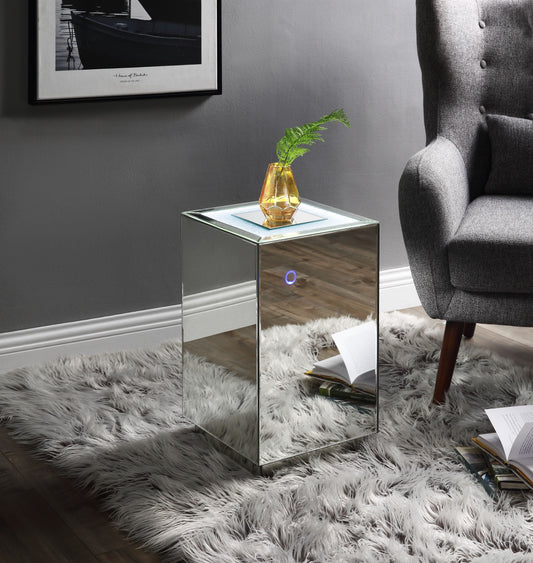 Nyoka Mirrored & Faux Gems Accent Table (LED) ACME East