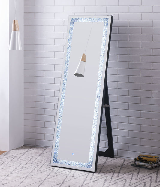 Noralie Mirrored & Faux Diamonds Floor Mirror (LED)