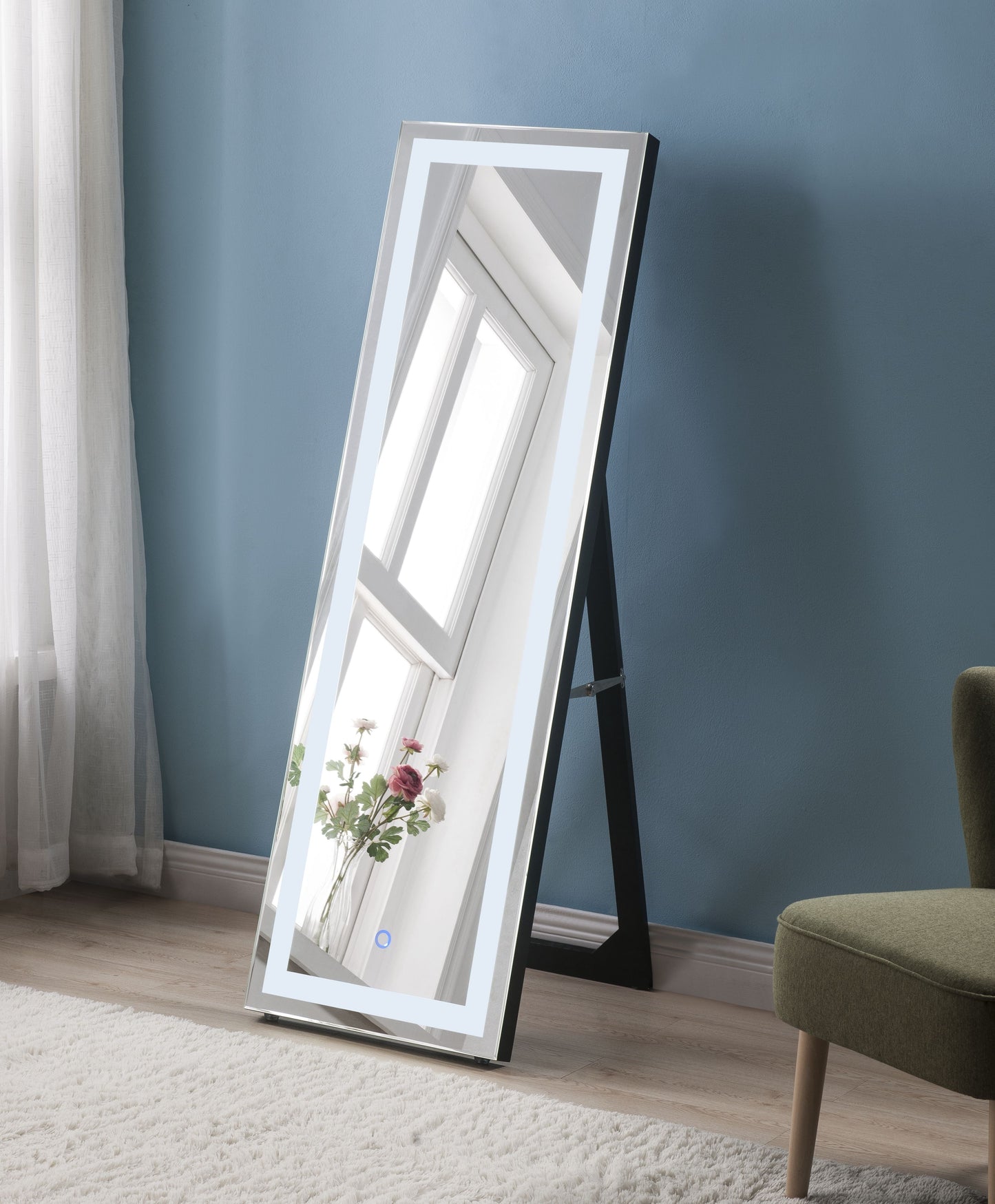 Nyoka Mirrored Floor Mirror (LED) ACME East