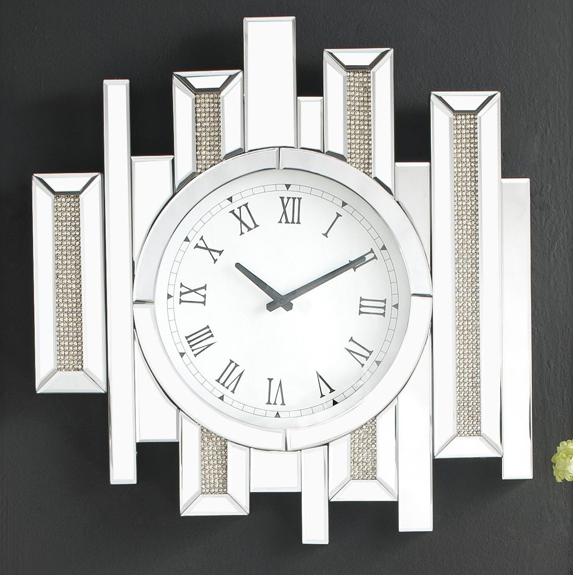 Lavina Mirrored & Faux Diamonds Wall Clock ACME East