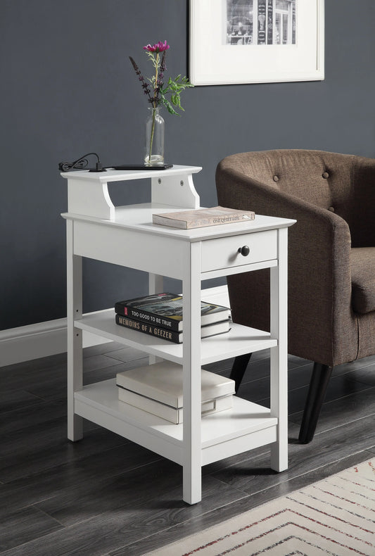 Slayer White Side Table (USB Charging Dock) ACME East