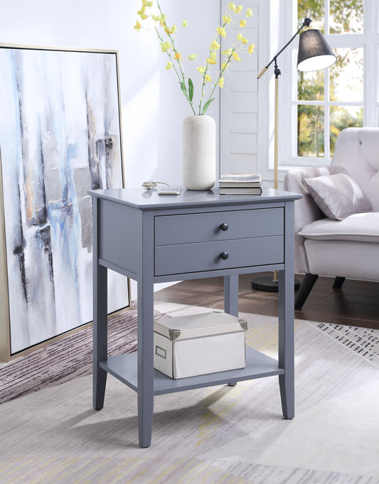 Grardor Gray Side Table (USB Charging Dock) ACME East