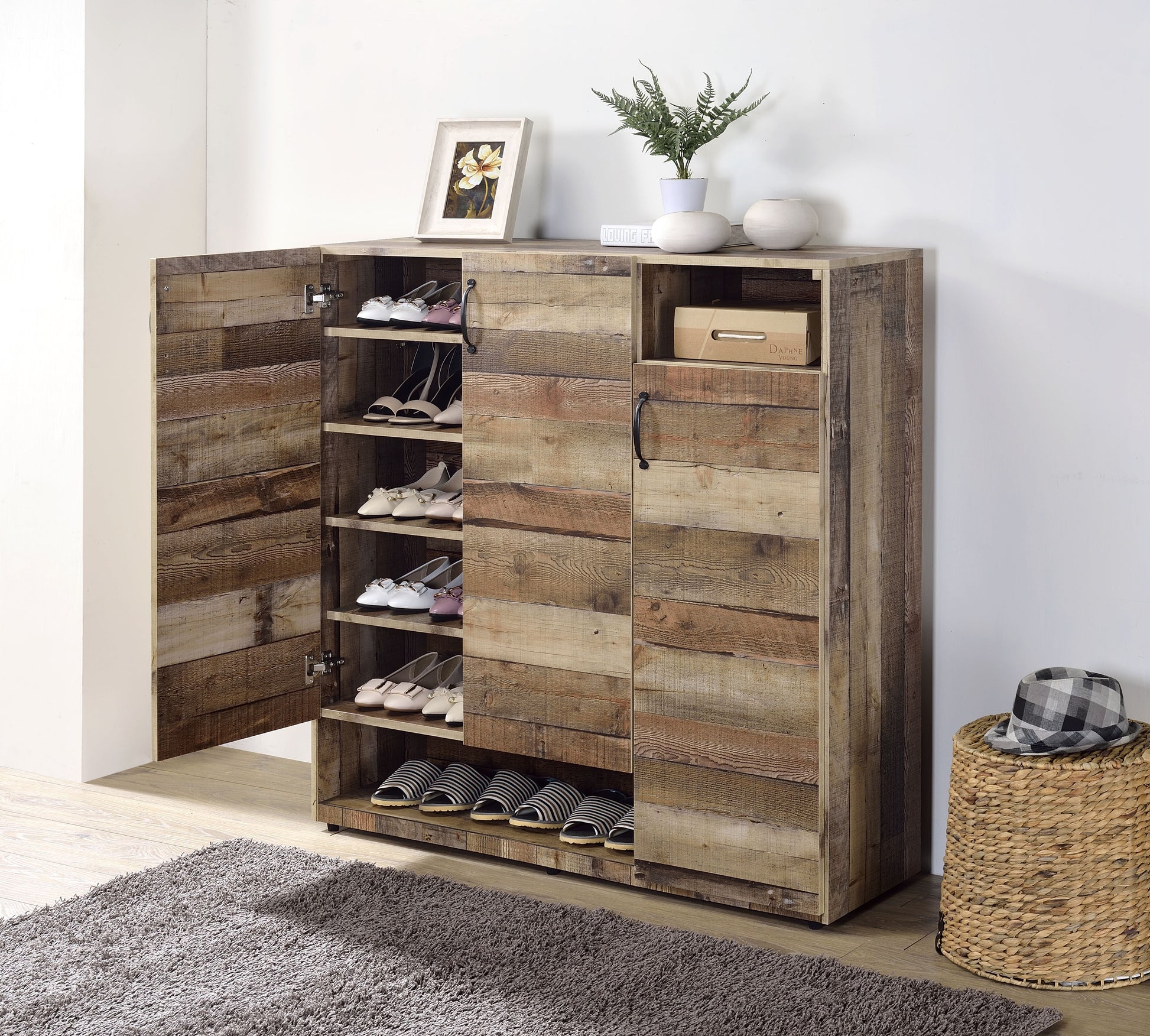 Howia Rustic Gray Oak Cabinet ACME East