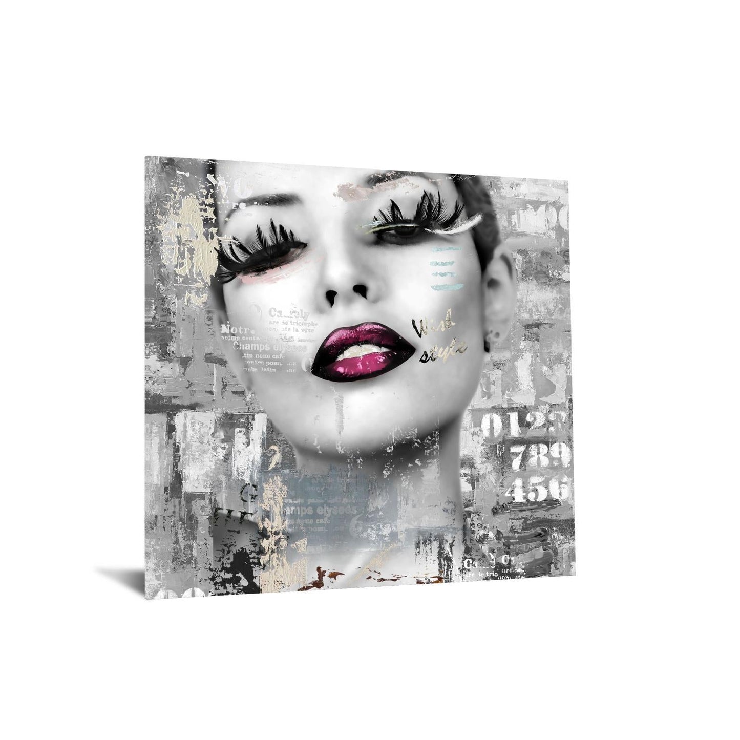 Temp Glass With Foil - Lashes And Lips - Pearl Silver Classy Art