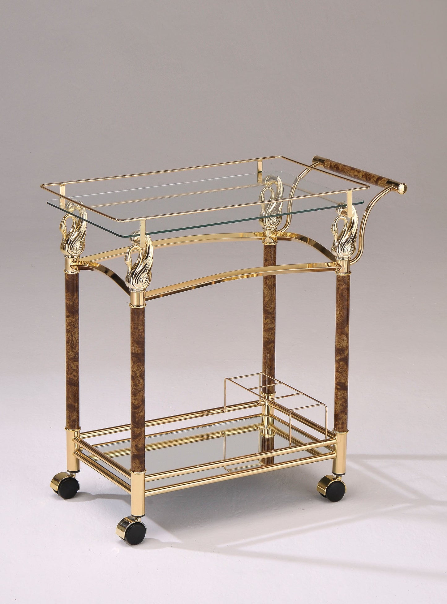 Helmut Gold Plated & Clear Glass - Tempered Serving Cart ACME East