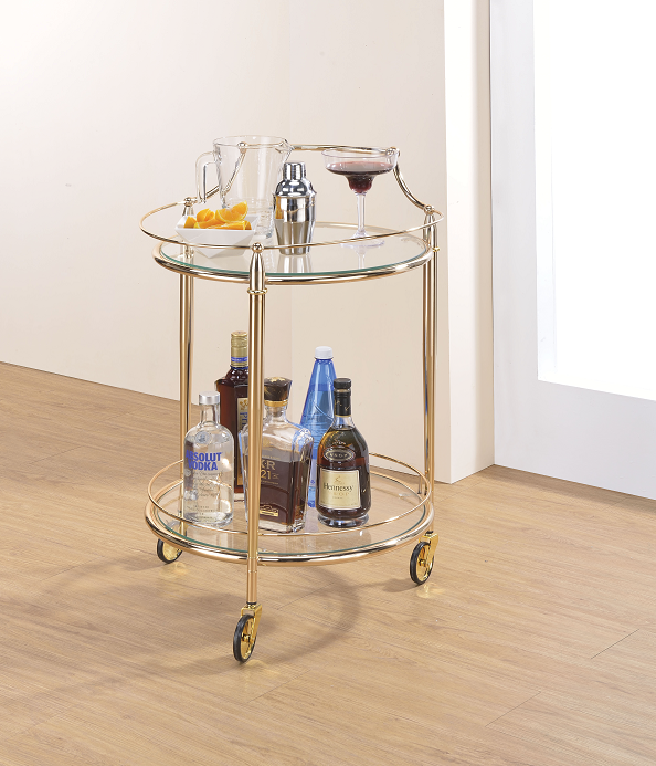 Macha Gold & Clear Glass Serving Cart ACME East