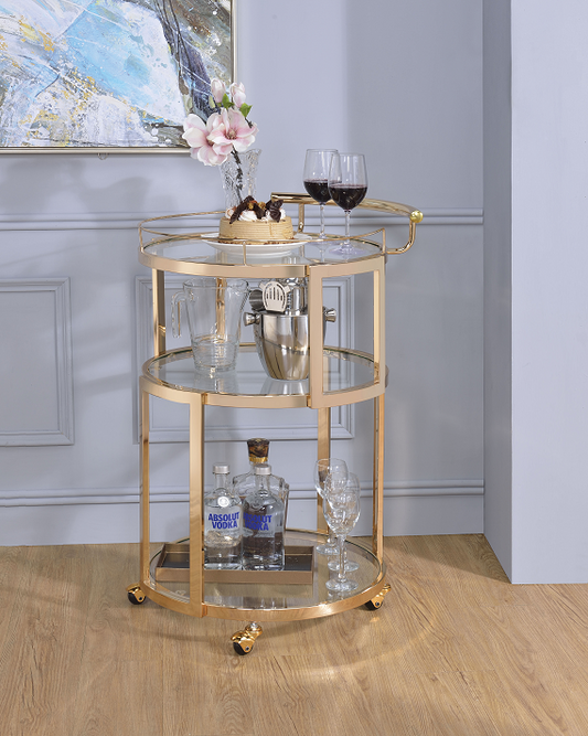 Madelina Gold & Clear Glass Serving Cart ACME East