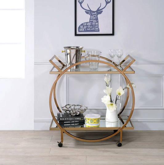 Traverse Champagne & Mirrored Serving Cart ACME East