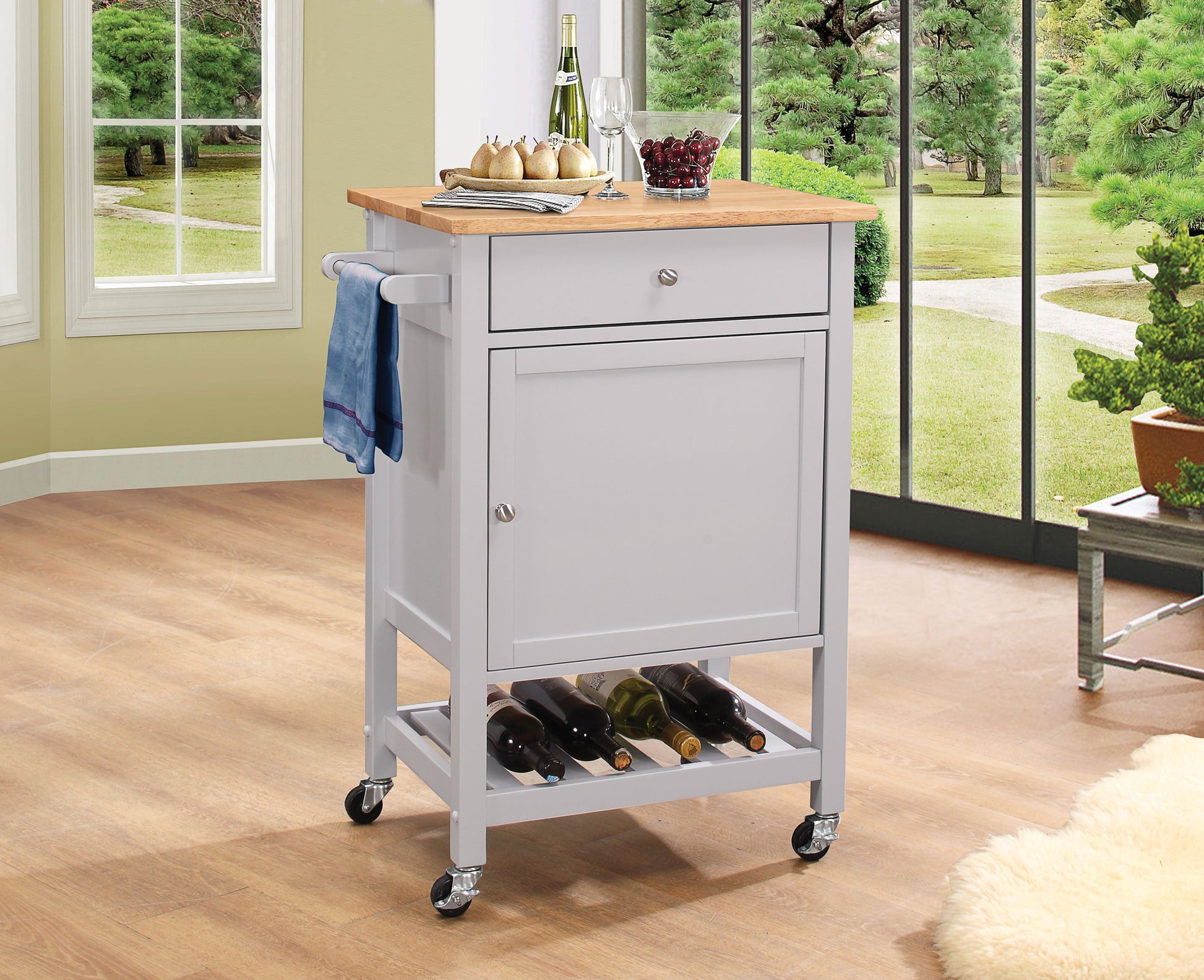 Hoogzen Natural & Gray Kitchen Cart ACME East