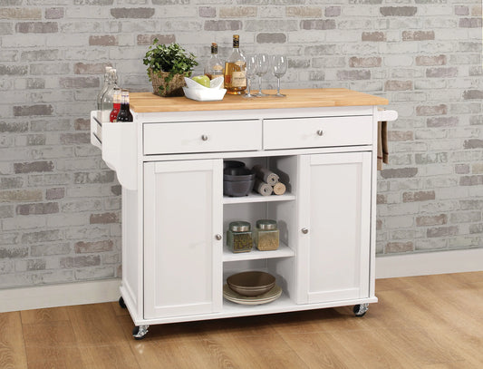 Tullarick Natural & White Kitchen Cart ACME East