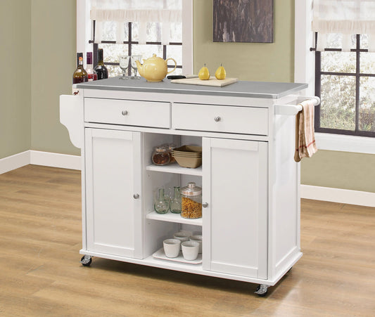 Tullarick Stainless Steel & White Kitchen Cart ACME East