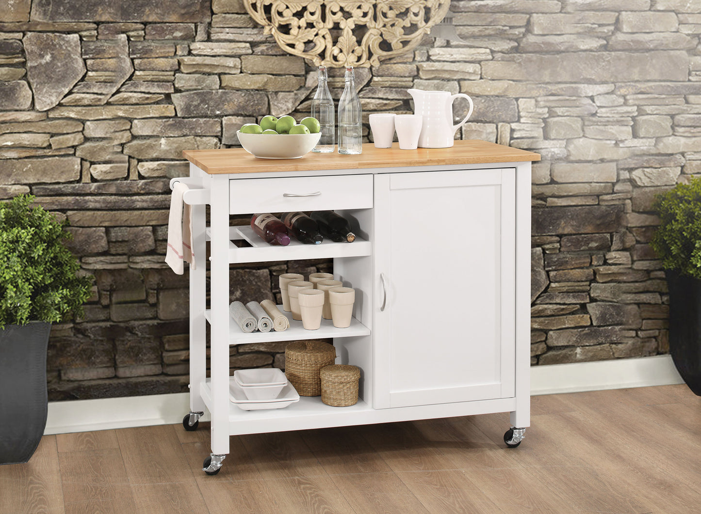 Ottawa Natural & White Kitchen Cart ACME East