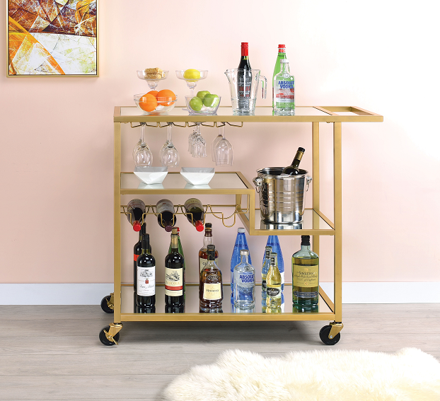 Adamsen Champagne & Mirror Serving Cart ACME East