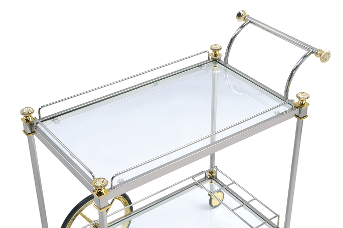 Cyrus Silver/Gold & Clear Glass Serving Cart ACME East