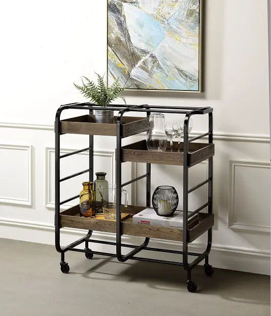 Vorrik Black & Walnut Serving Cart ACME East