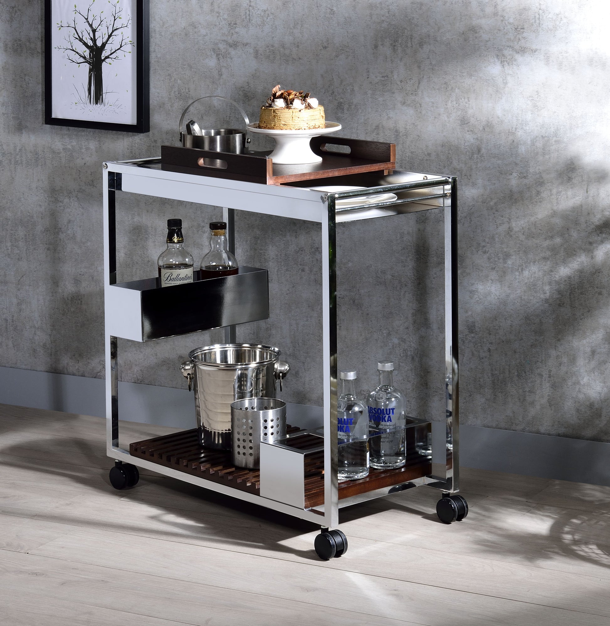 Lisses Chrome Serving Cart ACME East