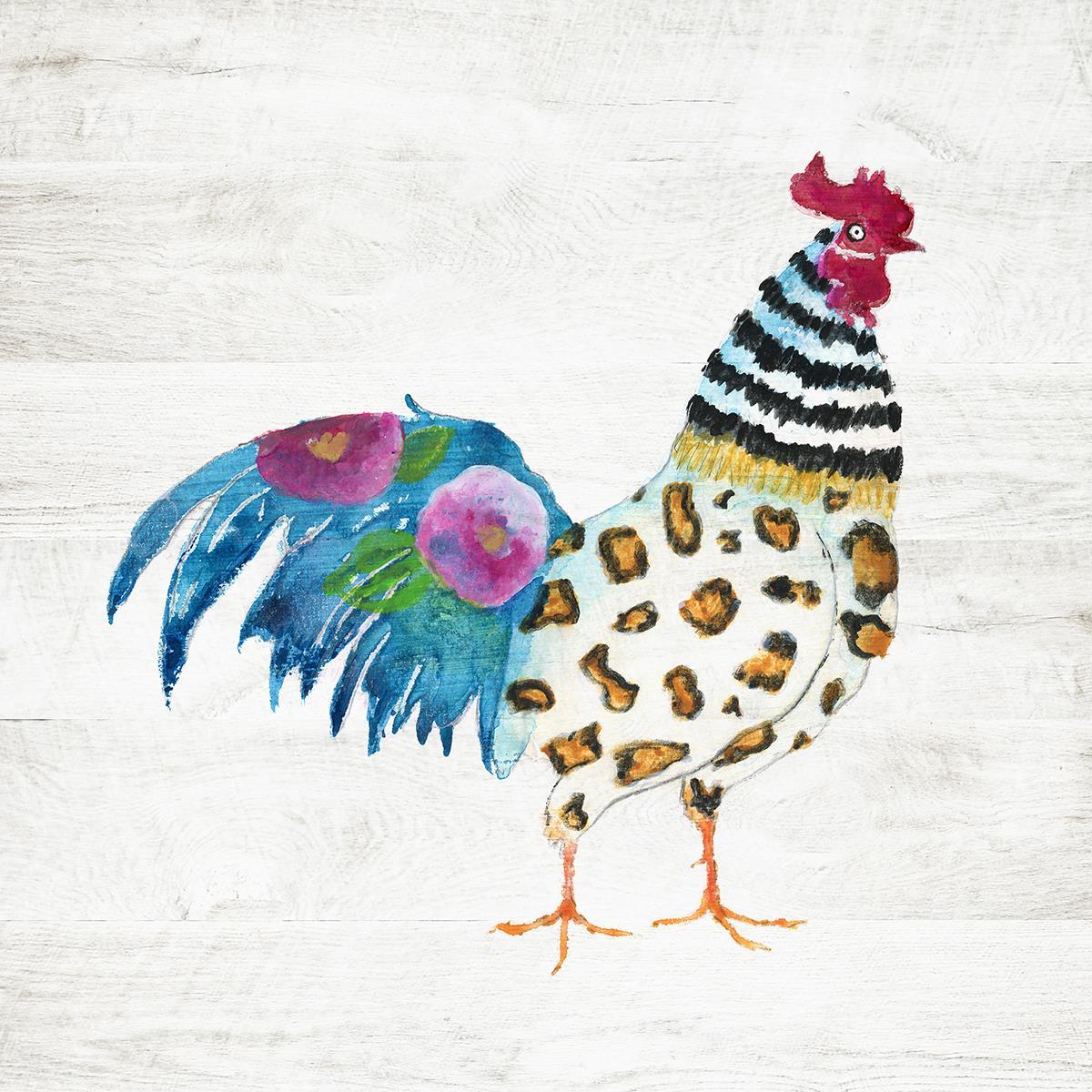 Funky Rooster By Tava Studios (Small) - Light Blue Classy Art