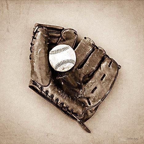 Vintage Baseball By Jennifer Rigsby - Dark Brown Classy Art