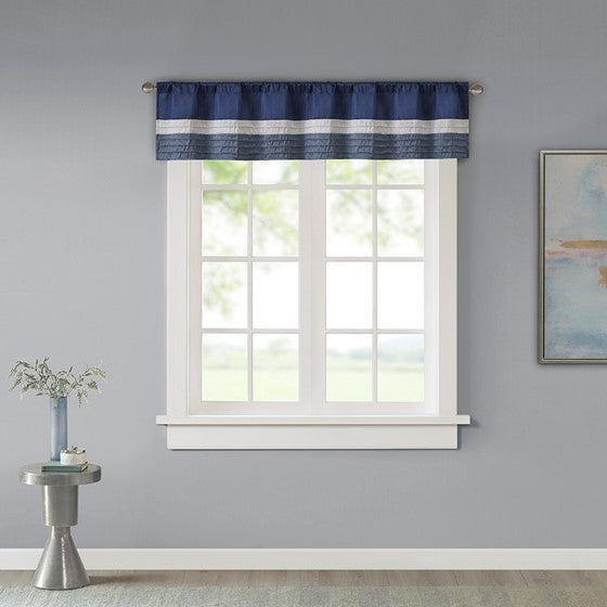 Polyoni Pintuck Window Valance Navy Olliix.com