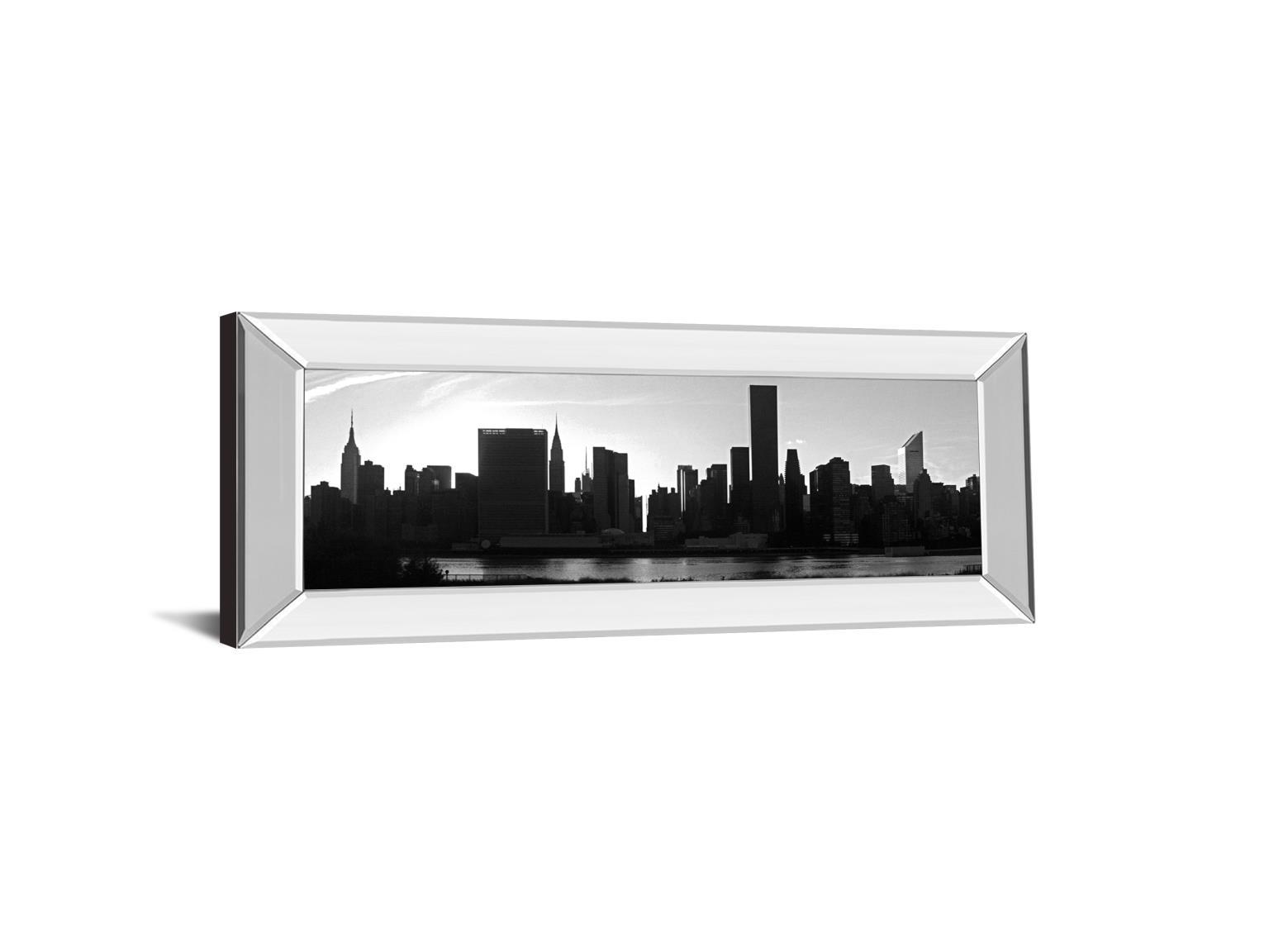 Panorama Of NYC VI By Jeff Pica - Mirror Framed Print Wall Art - Black Classy Art